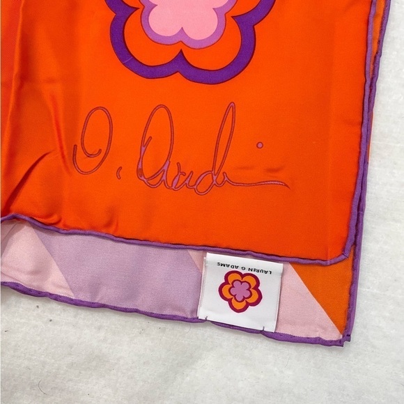 Lauren G. Adams 100% Silk Scarf Orange Pink Purple Swirls New in Package‌‌ - Picture 7 of 9